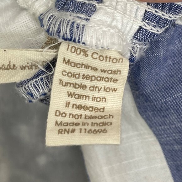 Japna Wide Leg Blue White Stripe Jumpsuit Women S Cotton Tie Back Preppy Coastal - Picture 4 of 9